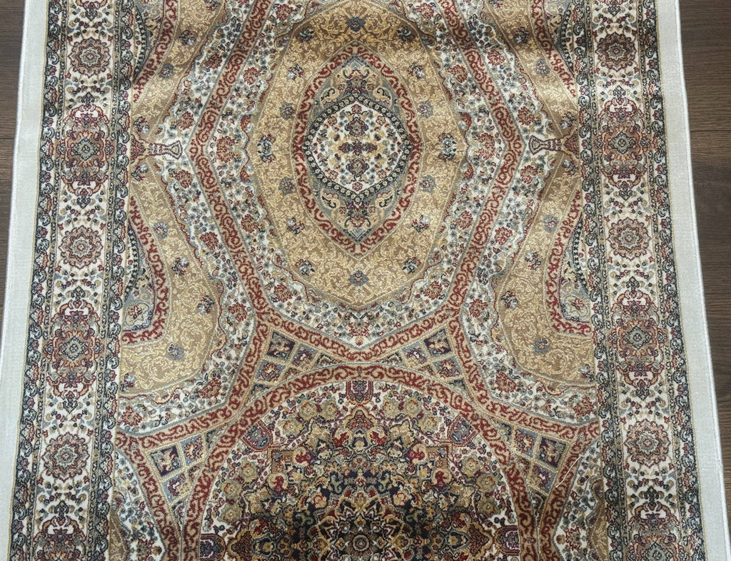 Turkish Silk Runner Rug 2.6 x 13, Dome Design, Hereke Runner, Bamboo Silk, New