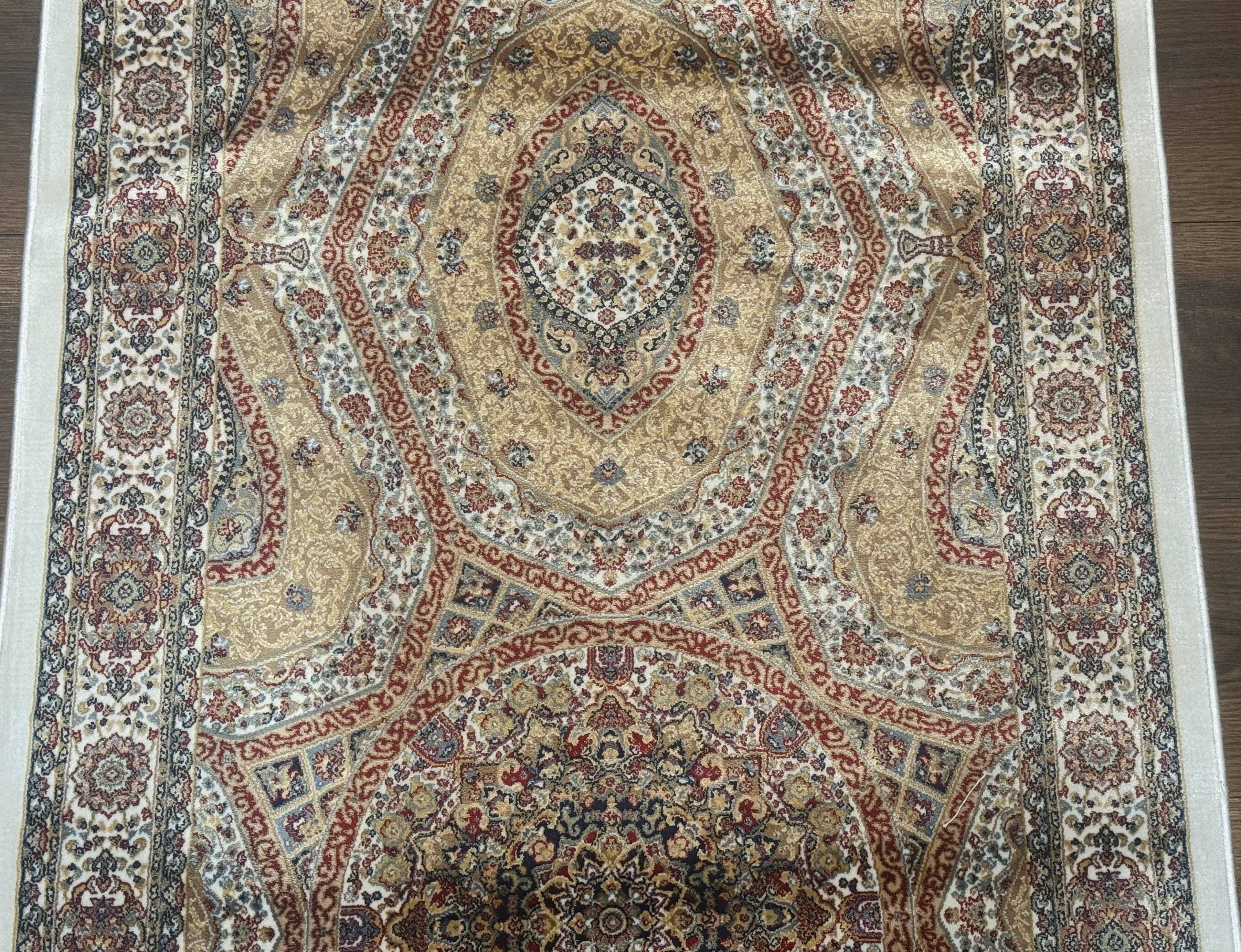 Turkish Silk Runner Rug 2.6 x 13, Dome Design, Hereke Runner, Bamboo Silk, New