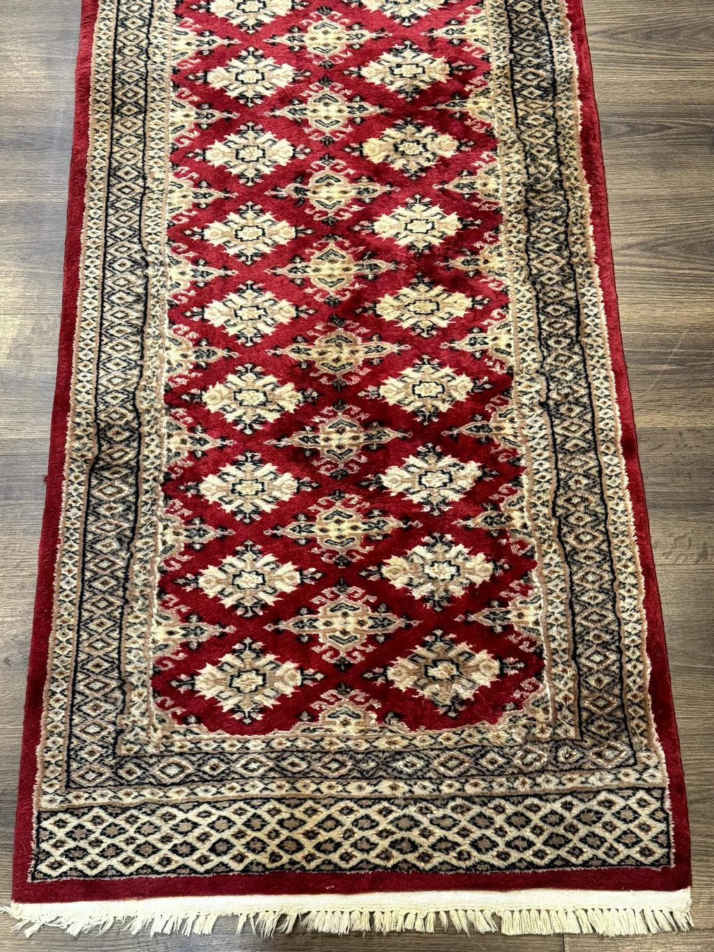 Pakistani Runner Rug 2.8 x 7.6, Red Turkoman Bokhara Runner