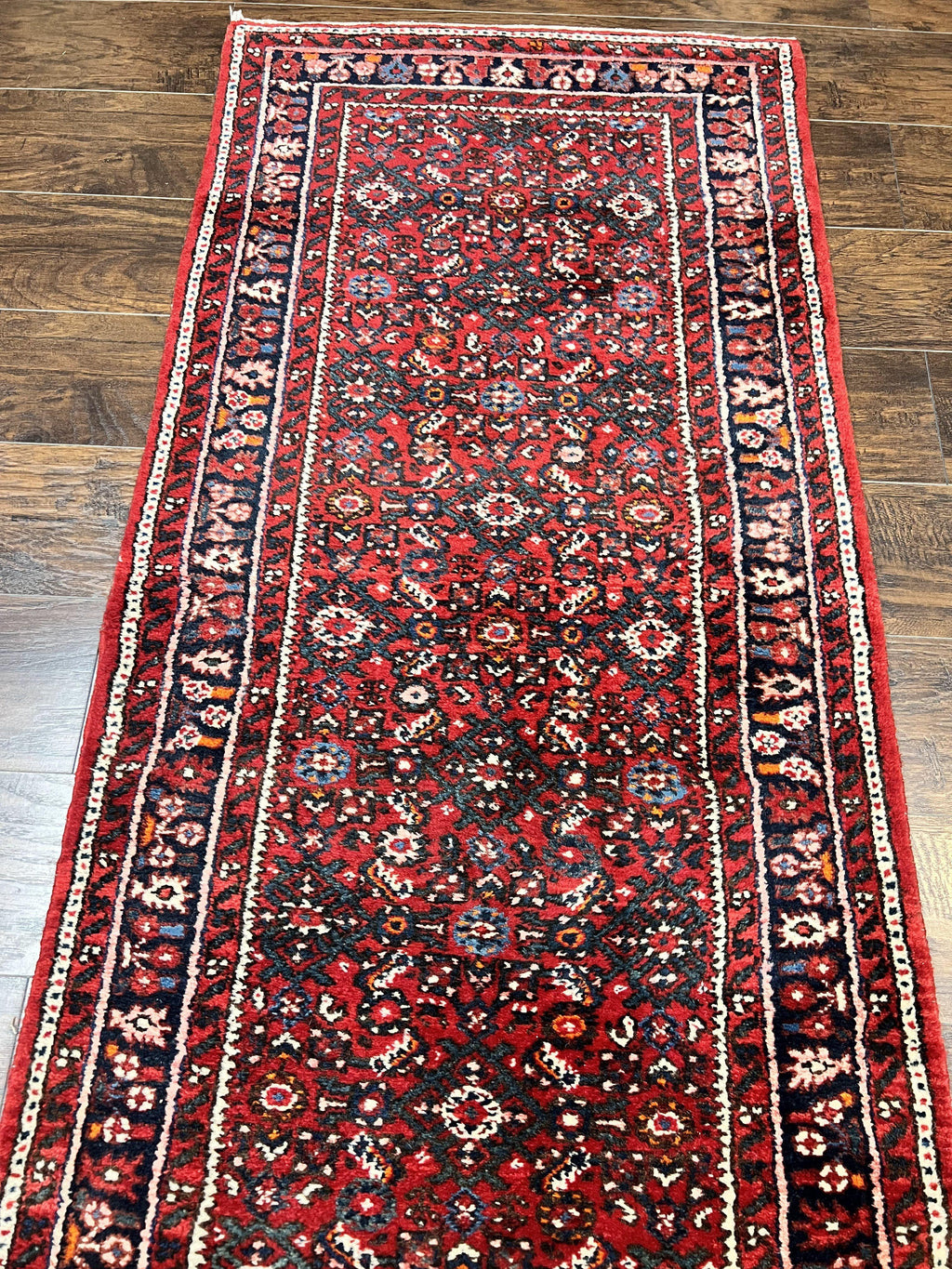 Long Persian Runner Rug 2.9 x 17, Red Handmade Wool Rug for Hallway, Antique Persian Carpet, 17ft Runner, Persian Hamadan Dargazine Rug