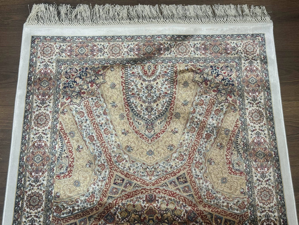 Turkish Silk Runner Rug 2.6 x 13, Dome Design, Hereke Runner, Bamboo Silk, New