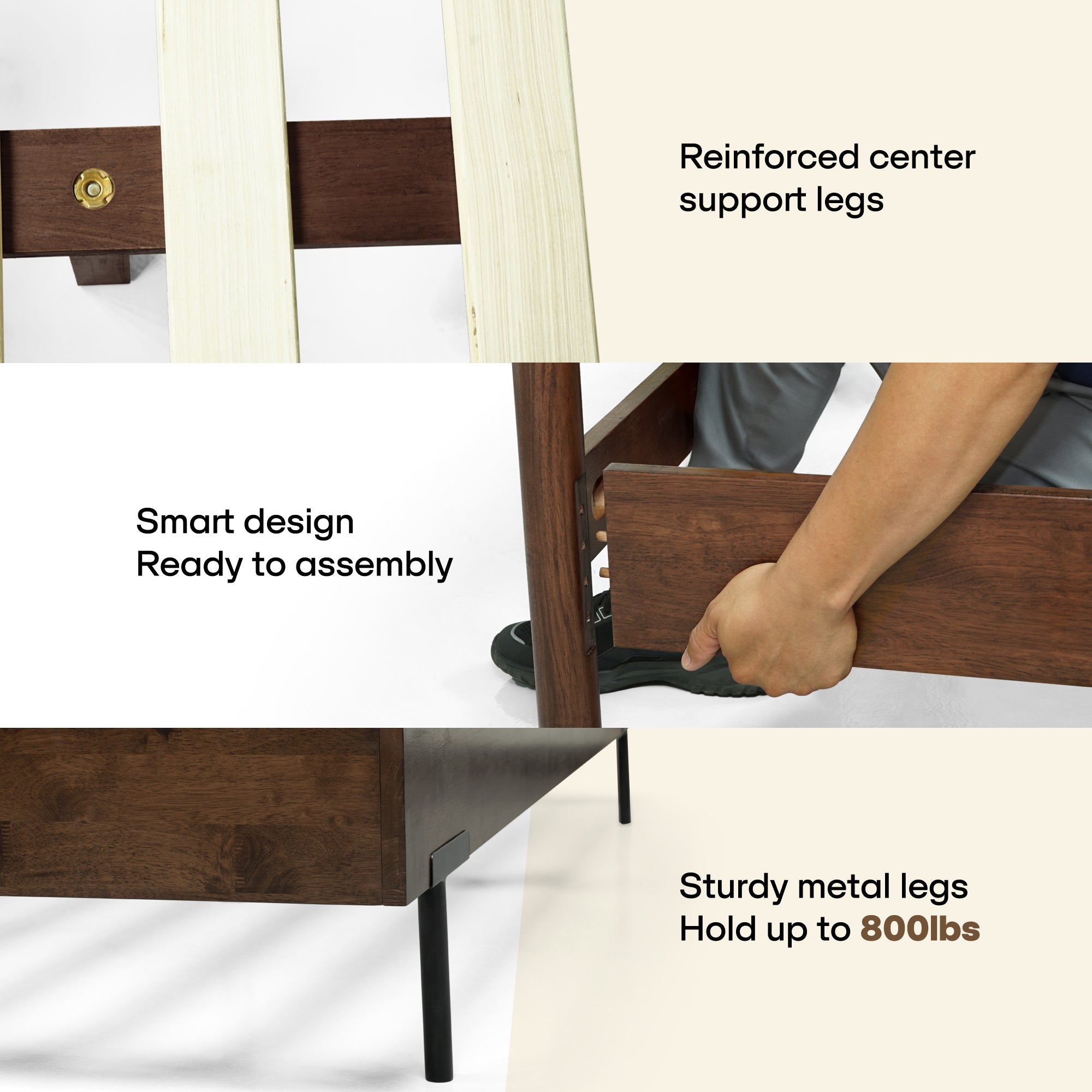 Frida Deluxe Solid Wood Bed Frame - Premium Quality Craftsmanship and Timeless Elegance