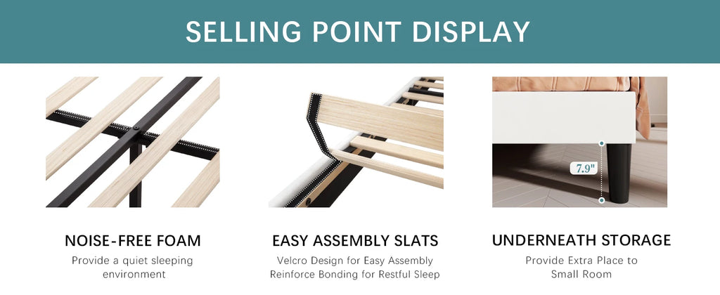 Upholstered Platform Bed Frame with Vertical Channel Tufted Velvet Fabric