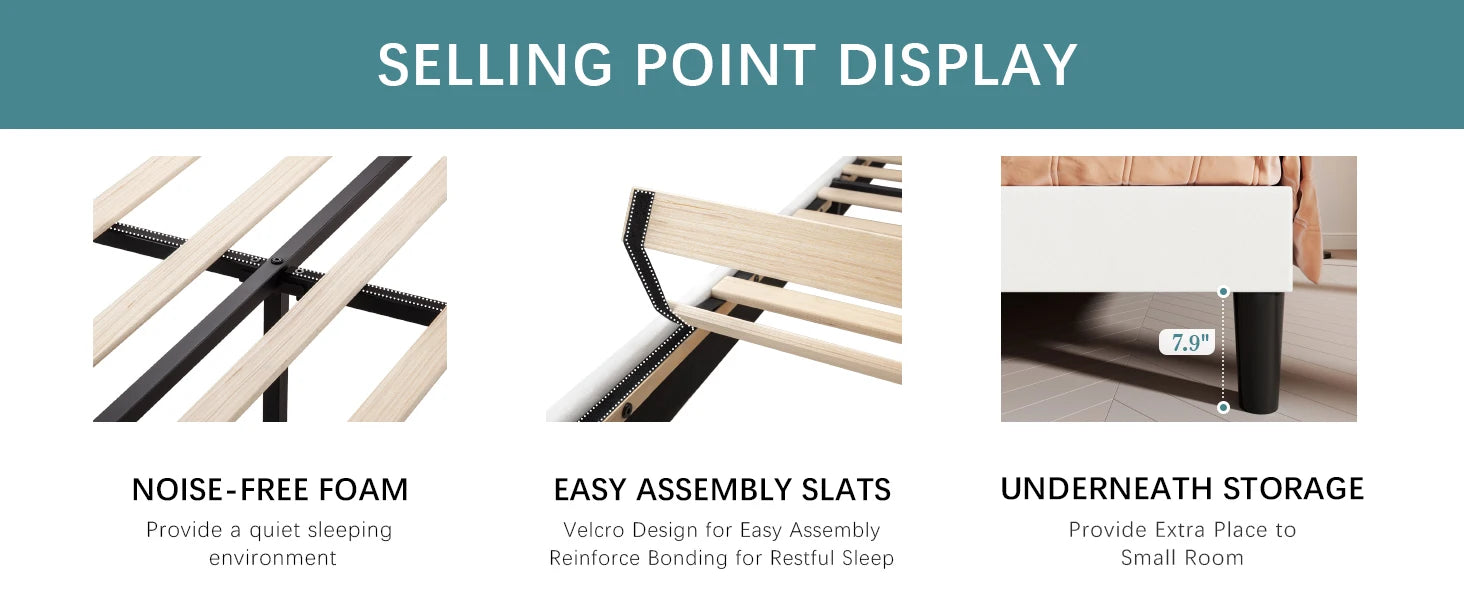 Upholstered Platform Bed Frame with Vertical Channel Tufted Velvet Fabric