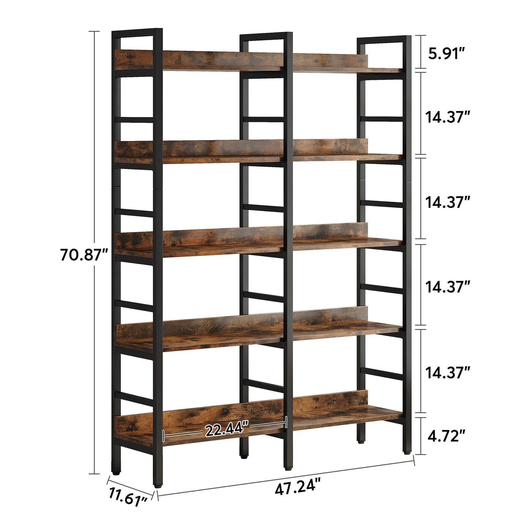 5-Tier Industrial Bookshelf