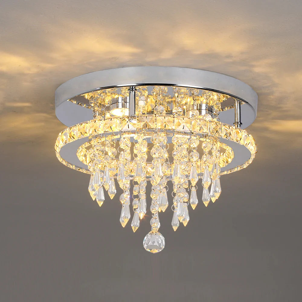 SunMoon Crystal Art Deco Chandelier – Modern LED Ceiling Light for Living Room, Dining Space & Bedroom Luxury Glow