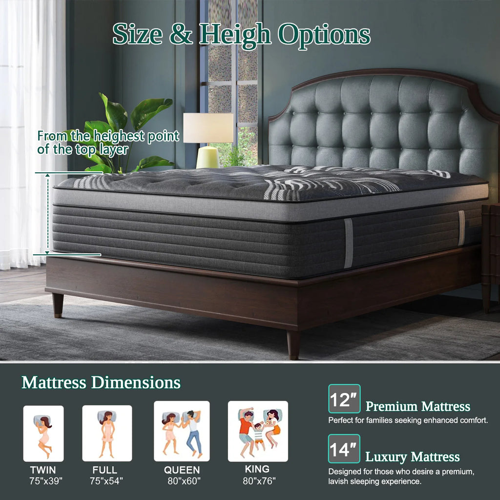 12" Gel Memory Foam Hybrid Pocket Spring Mattress