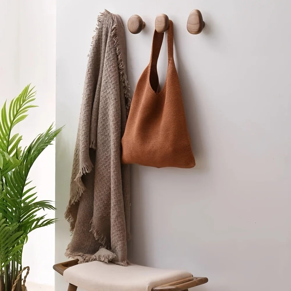 4pcs Wooden Coat Rack Wall Mounted
