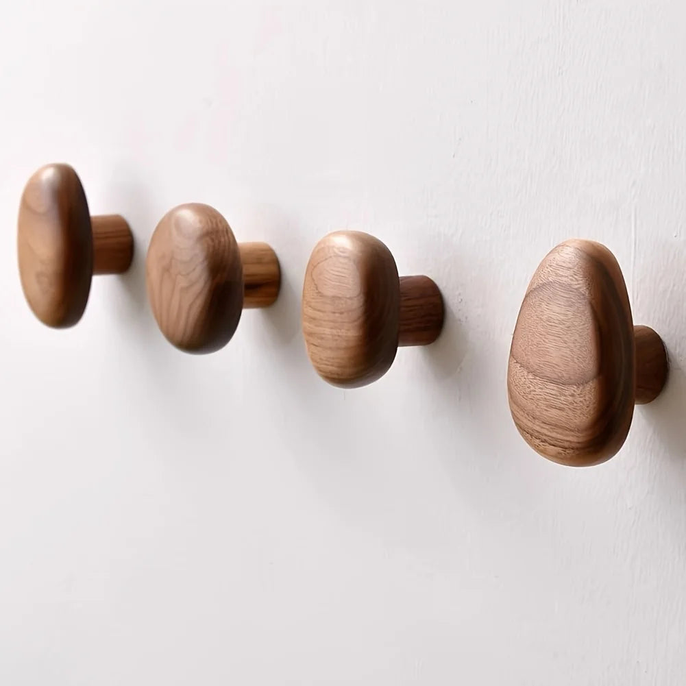 4pcs Wooden Coat Rack Wall Mounted
