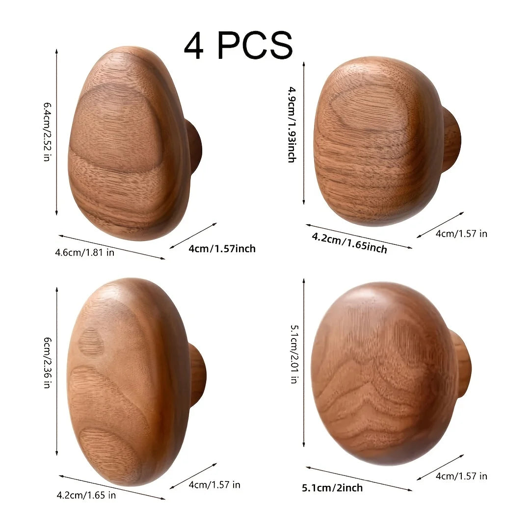 4pcs Wooden Coat Rack Wall Mounted