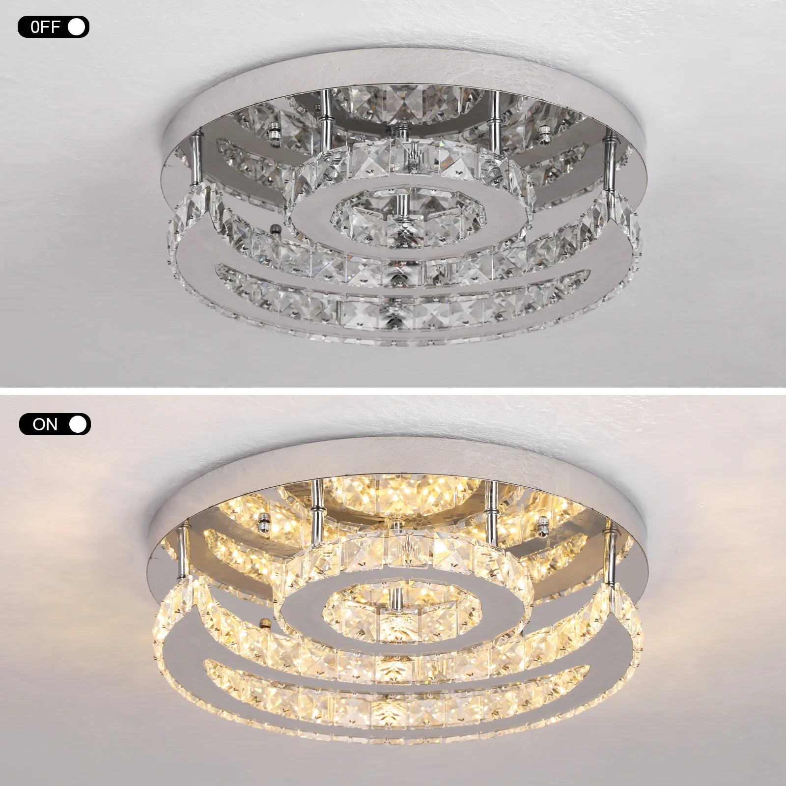 SunMoon Crystal Art Deco Chandelier – Modern LED Ceiling Light for Living Room, Dining Space & Bedroom Luxury Glow