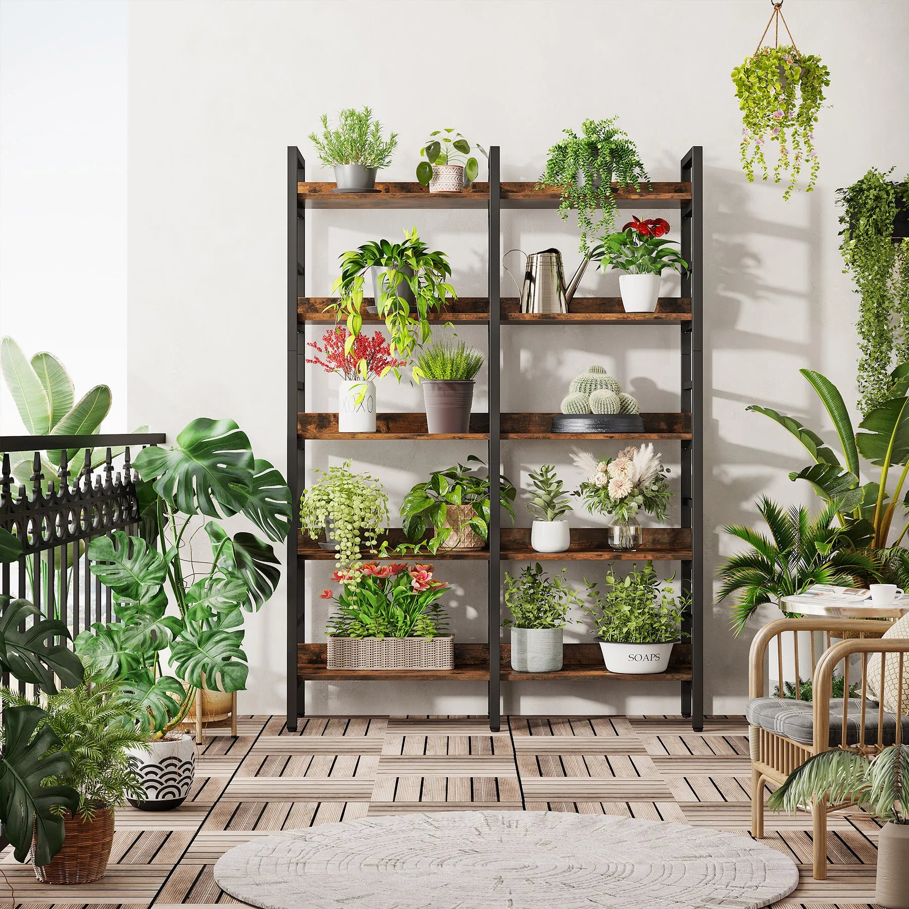 5-Tier Industrial Bookshelf