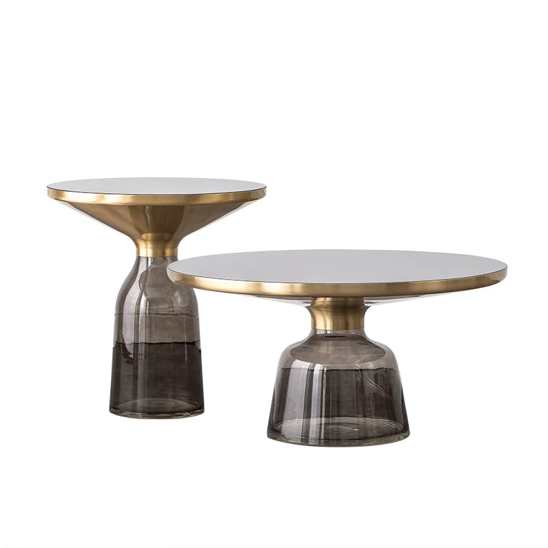 Nordic Round Smoked Glass Nesting Coffee Tables