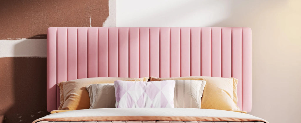 Upholstered Platform Bed Frame with Vertical Channel Tufted Velvet Fabric