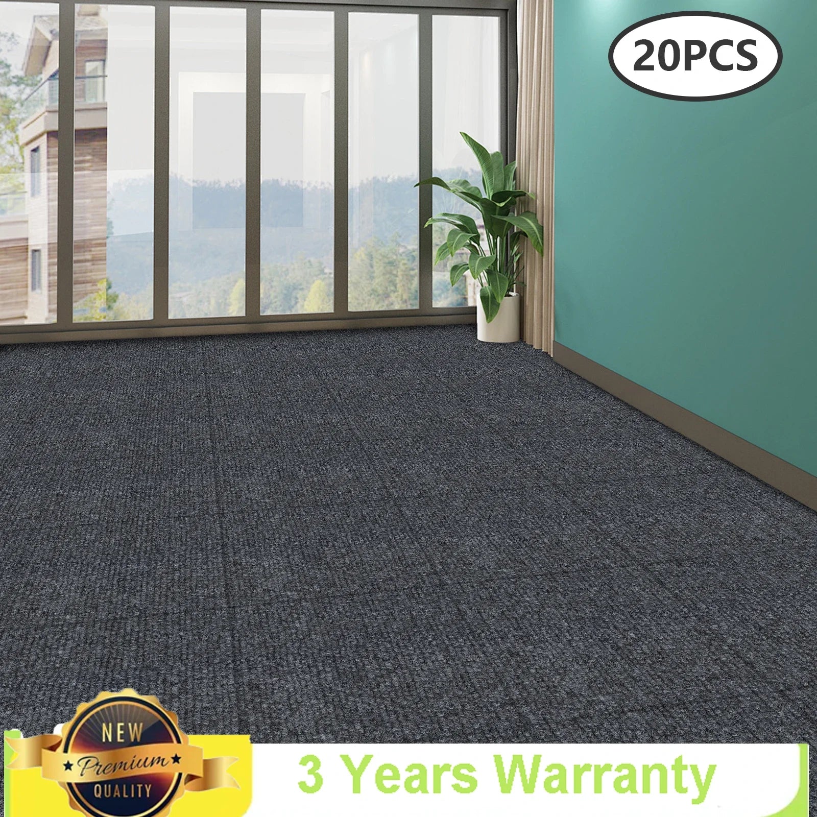 Dark Gray Self-Adhesive Carpet Tiles (20-Piece Set) – The House of Bonney