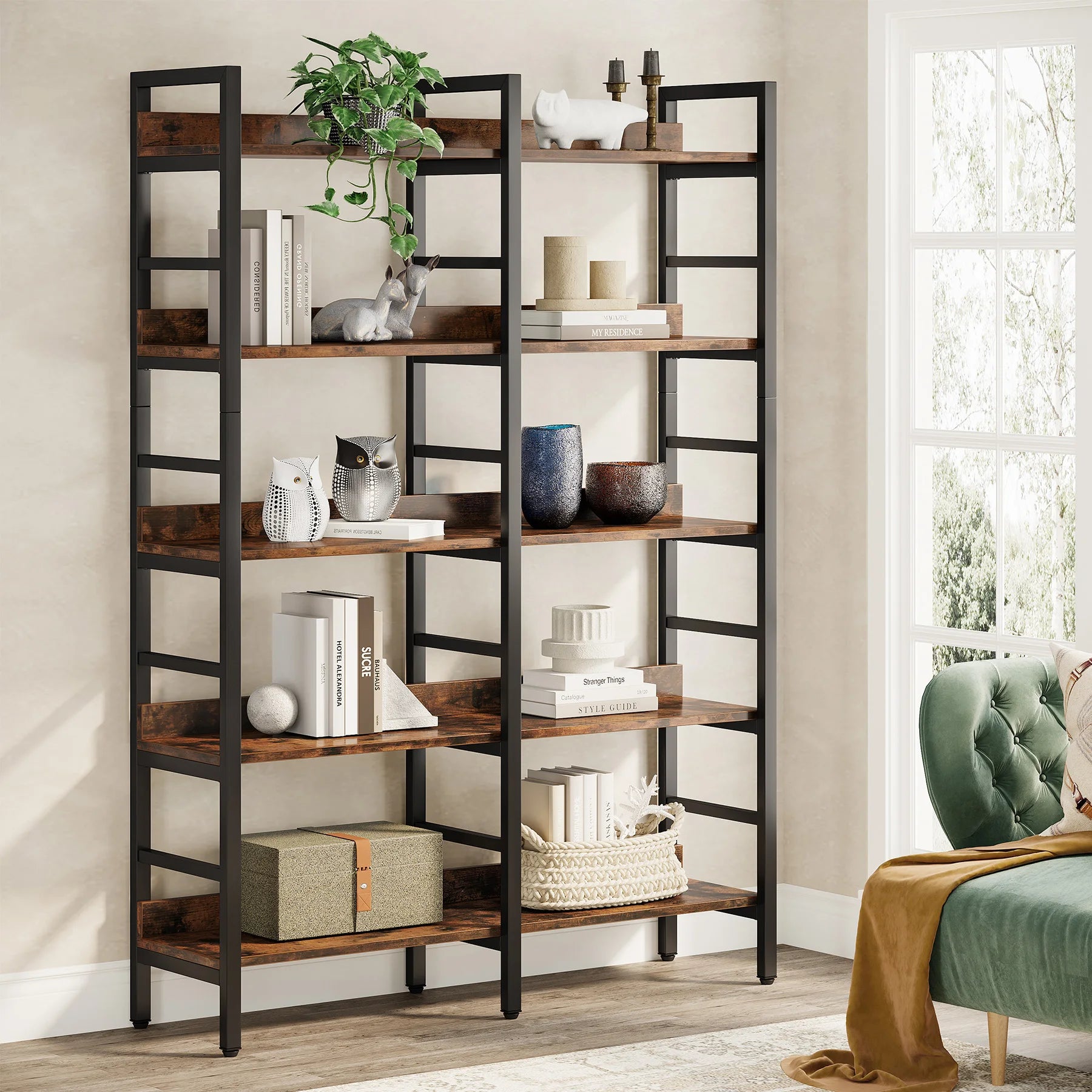 5-Tier Industrial Bookshelf