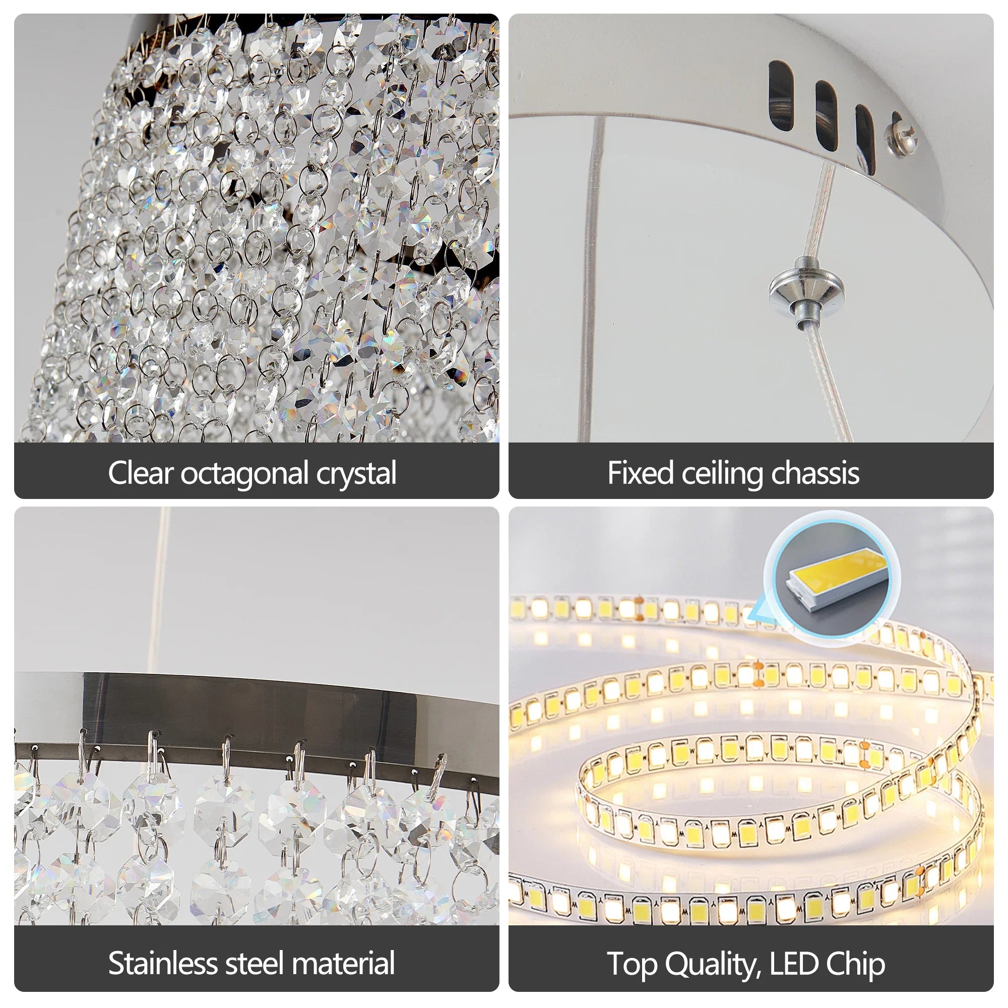 Opéra Halo 16" Crystal LED Pendant – Dimmable Luxe Chandelier with Adjustable Hue for Modern Interiors