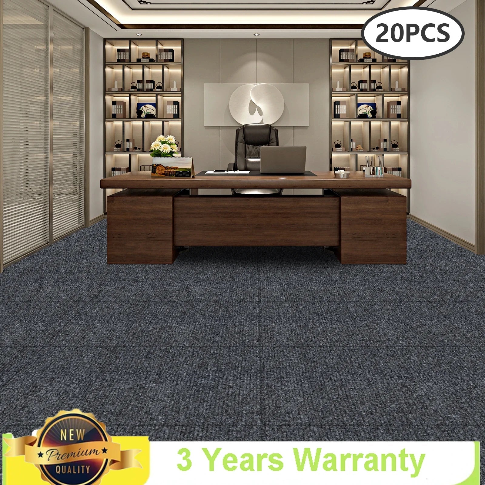Dark Gray Self-Adhesive Carpet Tiles (20-Piece Set) – The House of Bonney