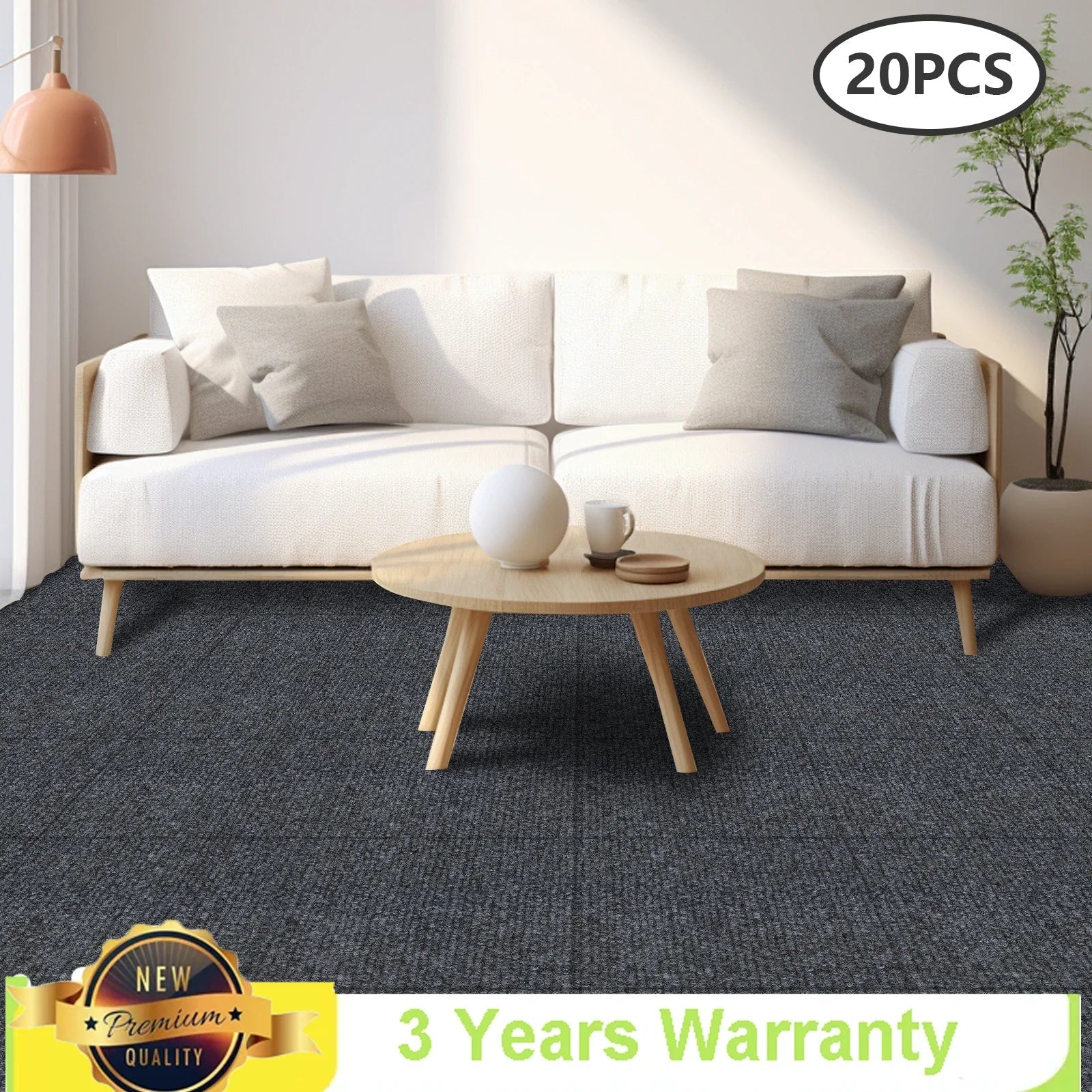 Dark Gray Self-Adhesive Carpet Tiles (20-Piece Set) – The House of Bonney