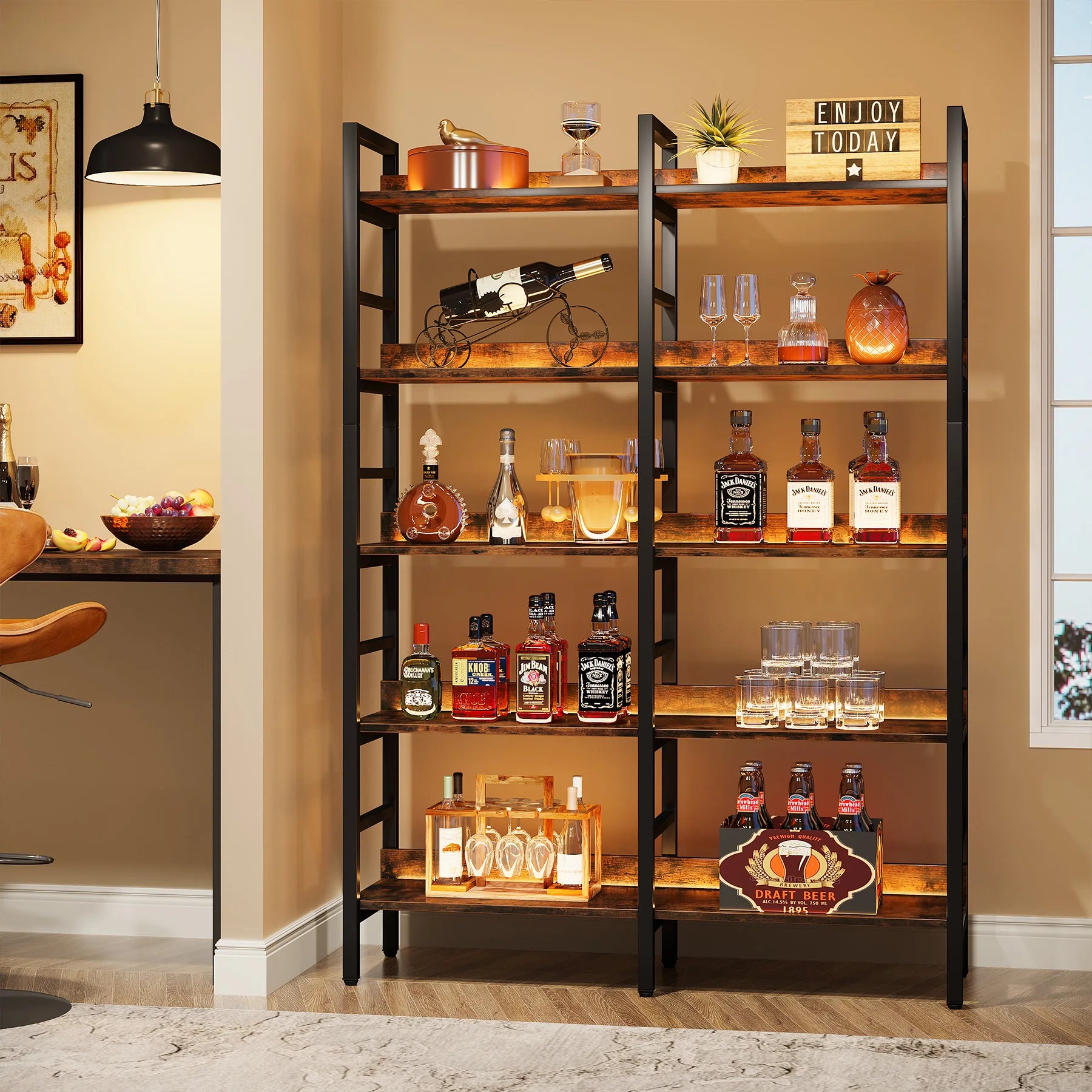 5-Tier Industrial Bookshelf