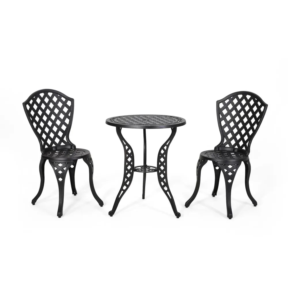 GardenGrace Cast Aluminum Patio Bistro Set – Timeless Outdoor Metal Furniture for Courtyard, Balcony & Backyard Bliss