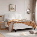 Upholstered Platform Bed Frame with Vertical Channel Tufted Velvet Fabric