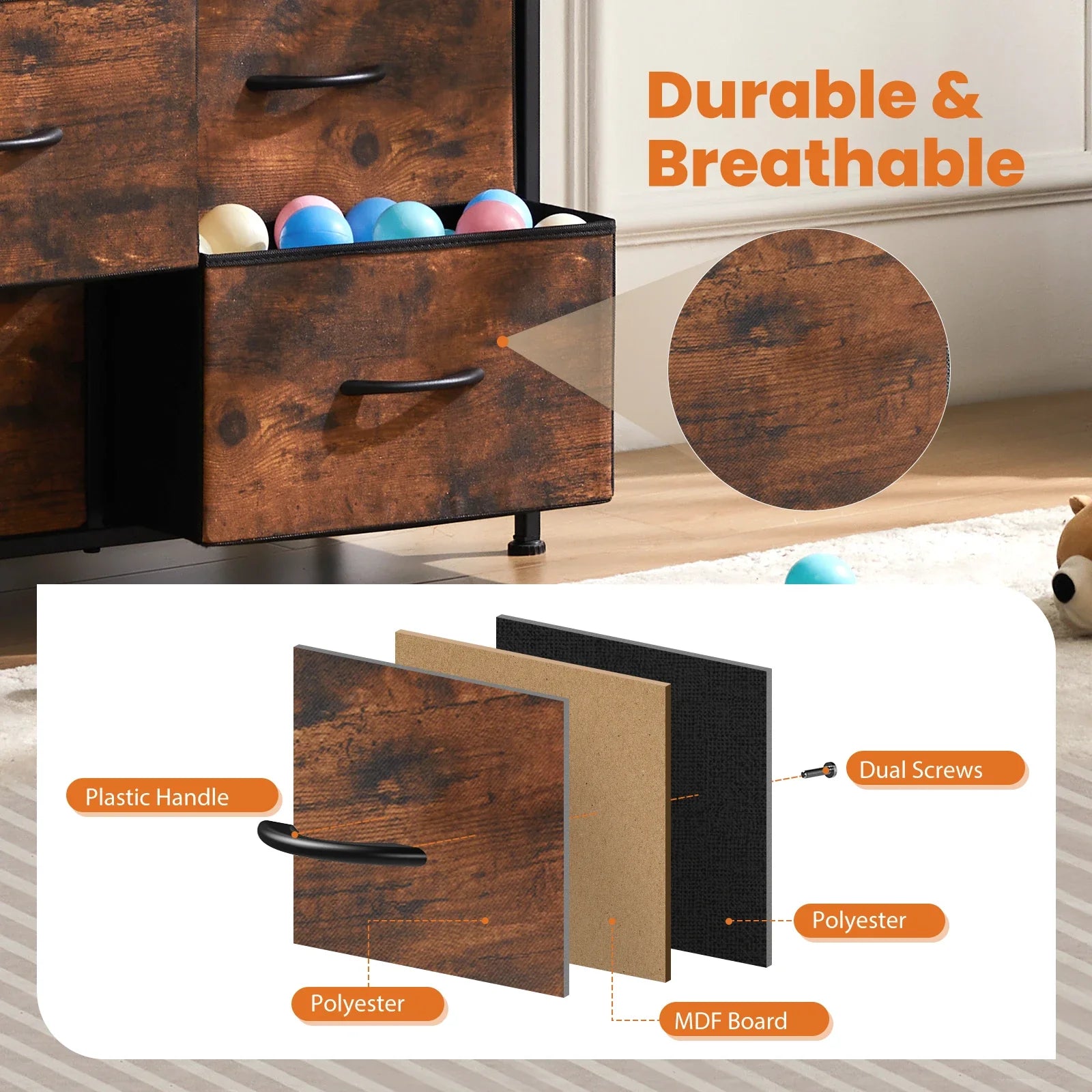 JHK 9-Drawer Fabric Dresser & Closet Organizer