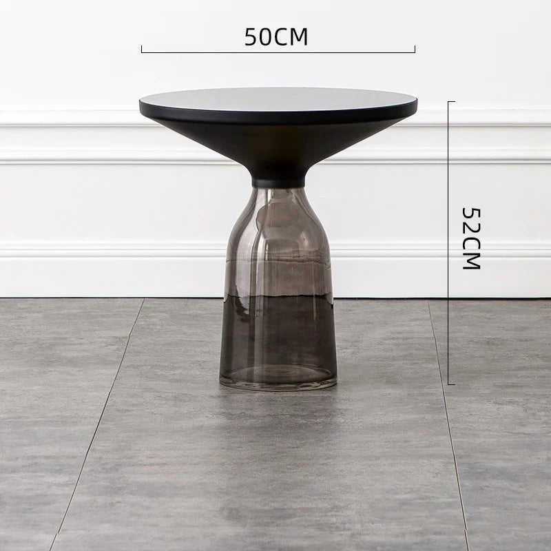 Nordic Round Smoked Glass Nesting Coffee Tables