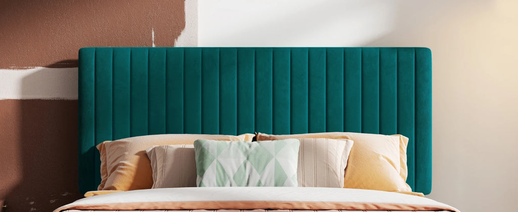 Upholstered Platform Bed Frame with Vertical Channel Tufted Velvet Fabric