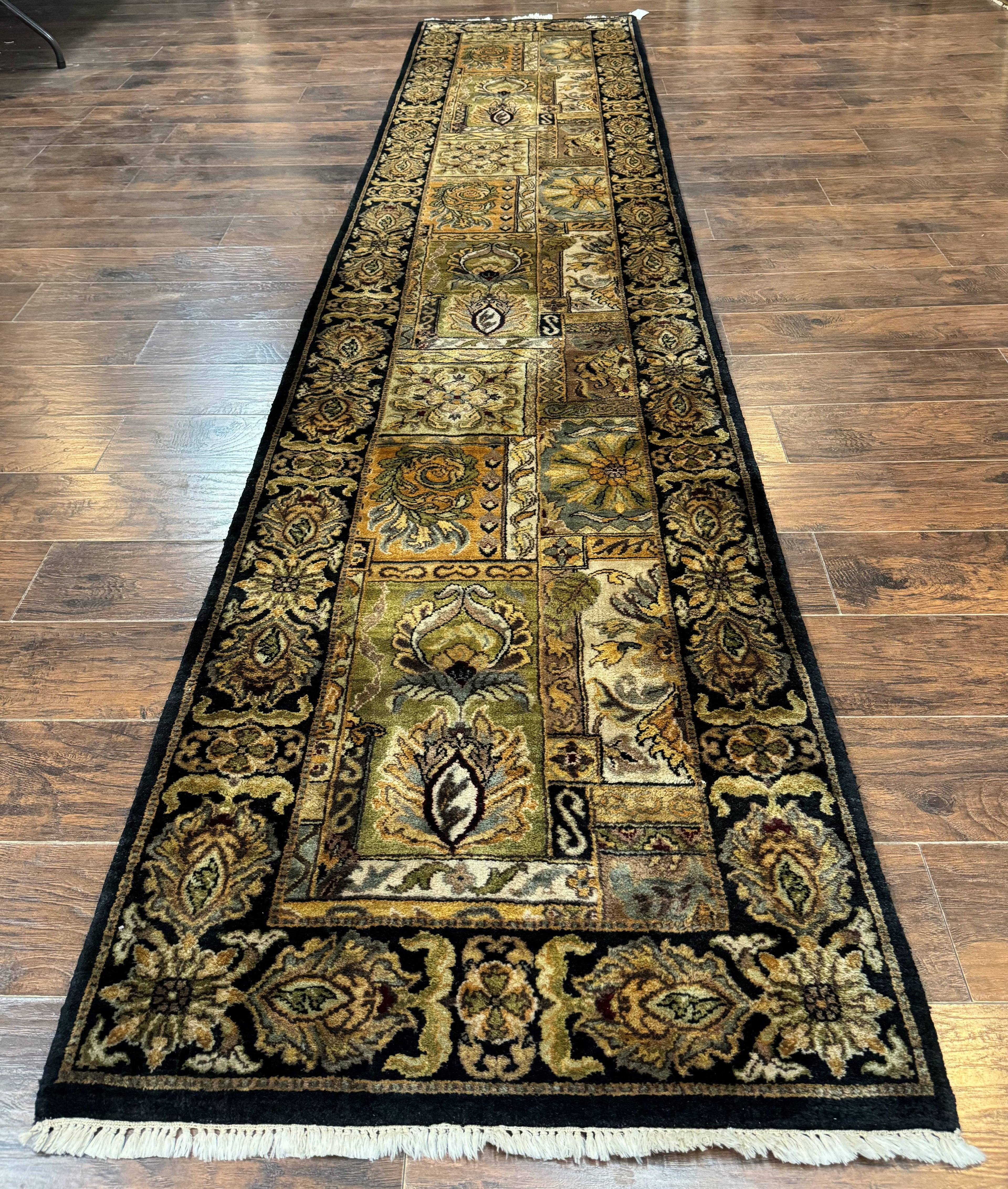 Indian Runner Rug 3x14, Panel Design, Oriental Carpet for Hallway