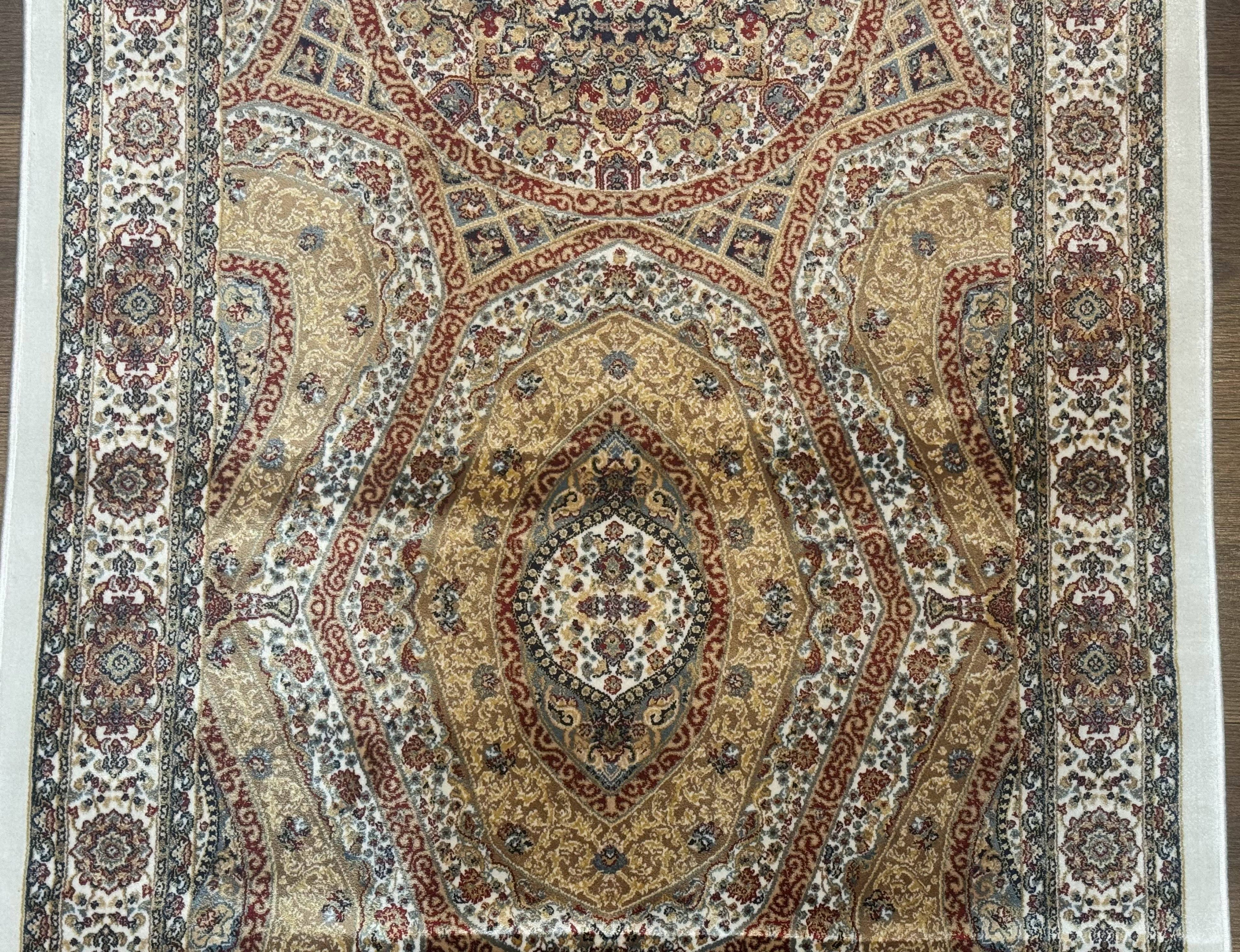 Turkish Silk Runner Rug 2.6 x 13, Dome Design, Hereke Runner, Bamboo Silk, New