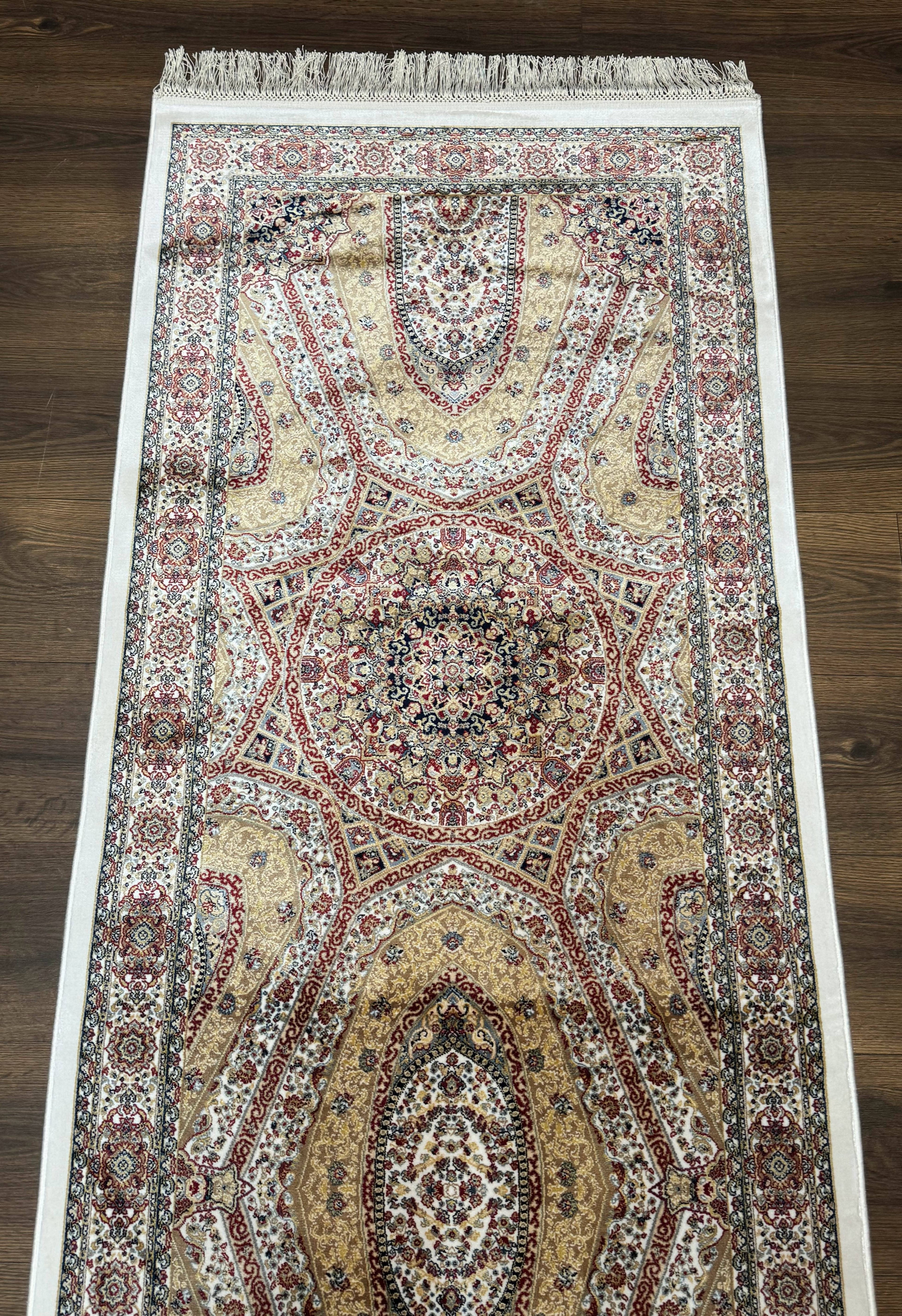 Turkish Silk Runner Rug 2.6 x 12, Hereke Mamluk Runner, Bamboo Silk, New