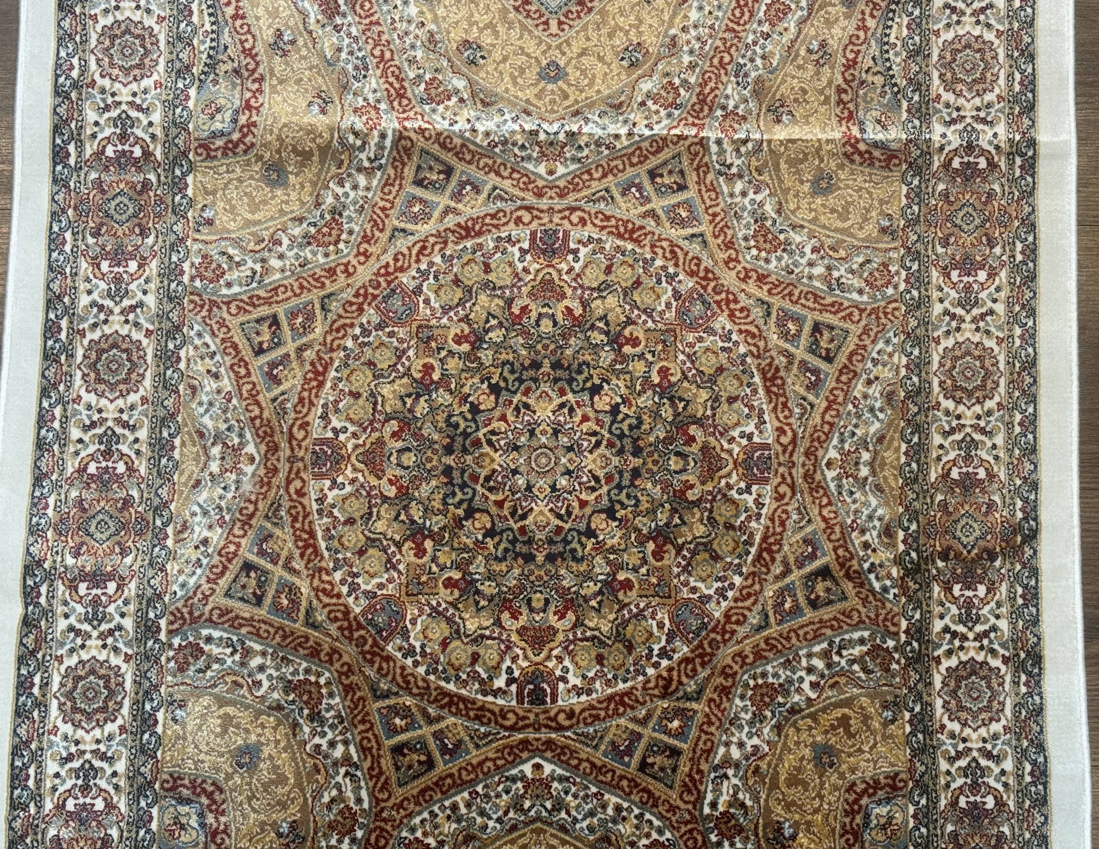 Turkish Silk Runner Rug 2.6 x 13, Dome Design, Hereke Runner, Bamboo Silk, New